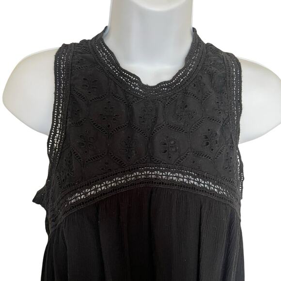 Volcom Women's Sunset Path Mini Dress Black Size Small Boho Crotchet Festival - Picture 4 of 10
